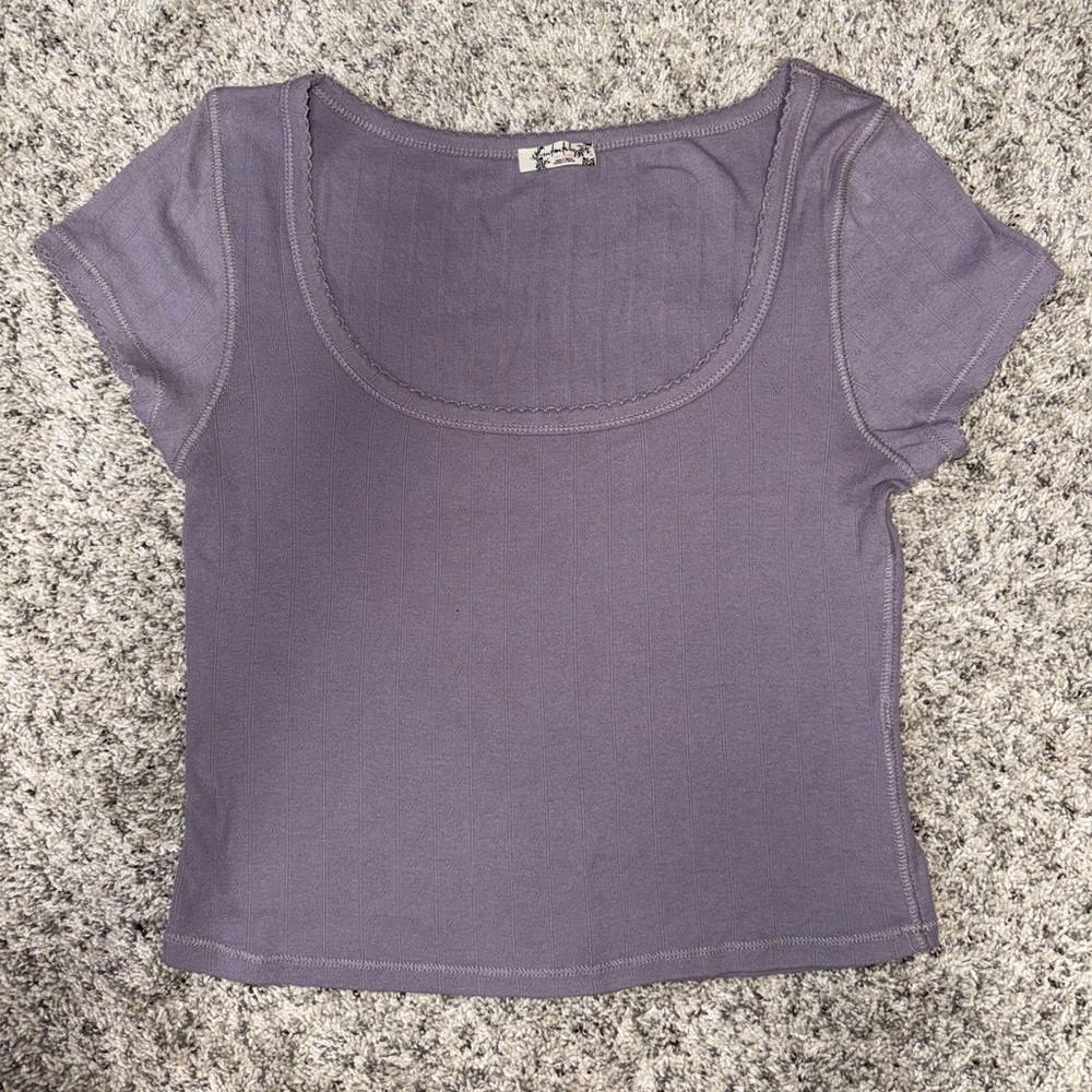 Free People Lavender Short Sleeve Top